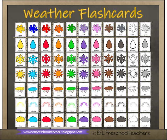 Weather and color teaching flashcards