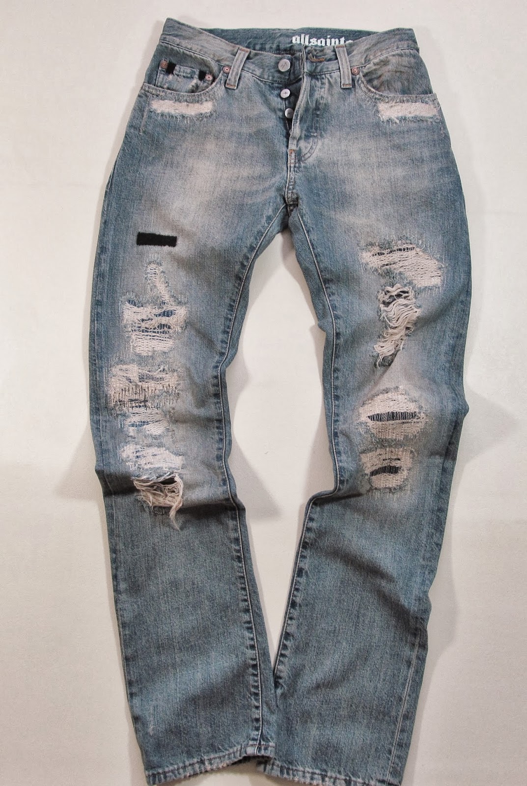 WOMENS ALL SAINTS JEANS GRUNGE DISTRESSED LOOK JEANS TROUSERS W28
