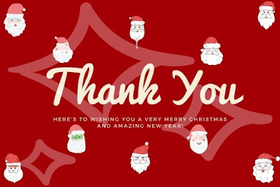 Wish you merry Christmas written on Santa image and red background.
