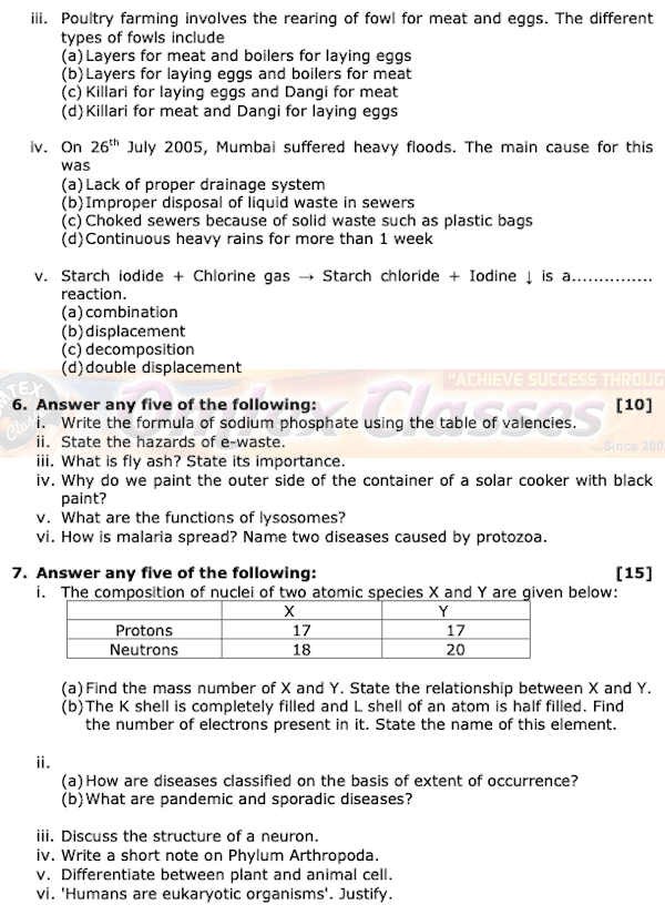 9th Standard Science Maharashtra Board Question Papers with Complete Solution.