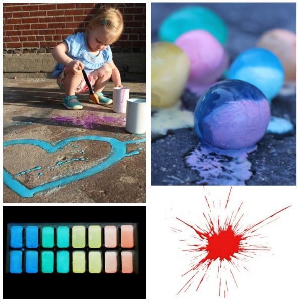 TONS of creative ways for kids to play with sidewalk chalk including recipes, crafts, experiments, and more! #chalkartkids #chalkpaint #chalkrecipe #chalkrecipesforkids #chalkactivitiesforkids #chalkexperimentsforkids #sidewalkchalkrecipe #sidewalkchalkideas #sidewalkchalk #activitiesforkids #growingajeweledrose