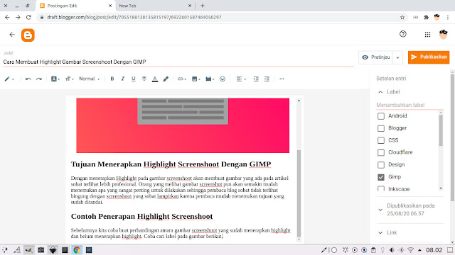 Cara Membuat Highlight Gambar Screenshoot Dengan GIMP