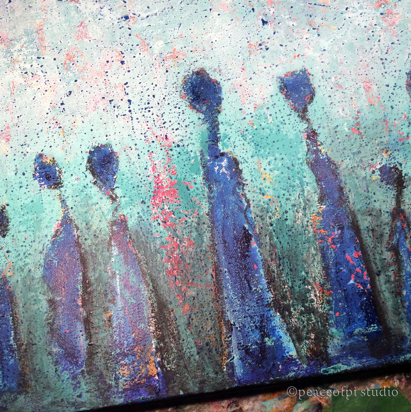 peaceofpi studio Community of Figures Abstract Paintings