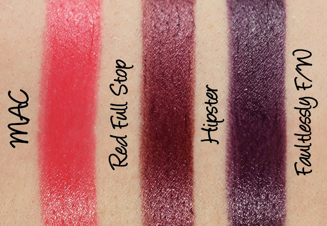MAC MONDAY | Trend F/W '09 Lipsticks - Red Full-Stop, Hipster and Faultlessly F/W Swatches & Review