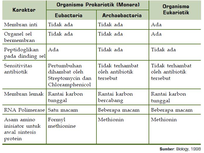 Apa perbedaan antara monera dengan kingdom yang lain