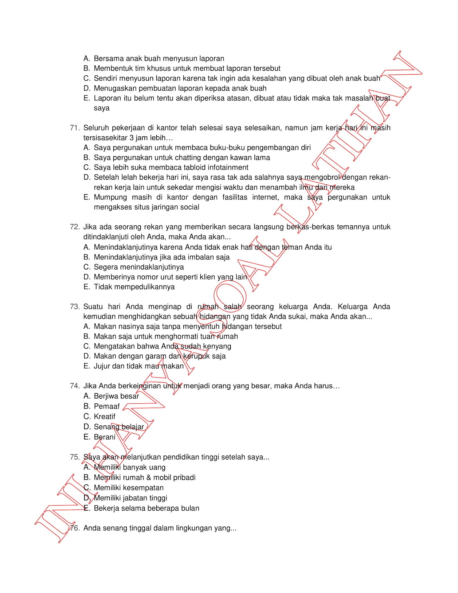 Contoh Soal Ujian Skd