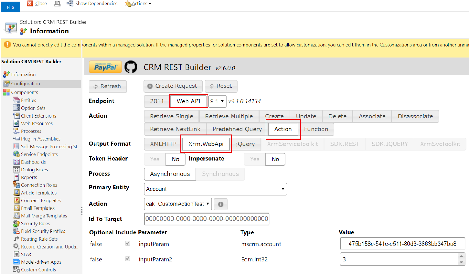 CRM/D365 How to call Custom Action from JavaScript and C#
