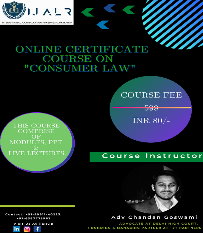 ONLINE CERTIFICATE COURSE ON CONSUMER LAW