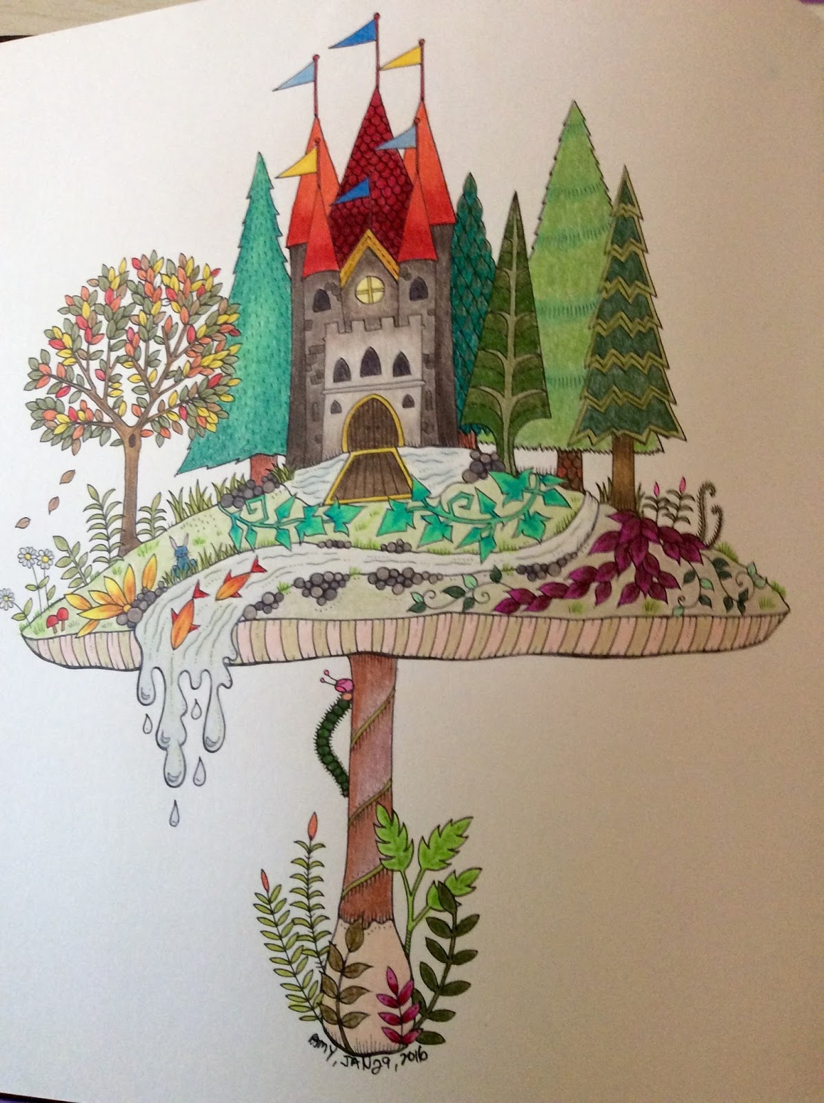 I Cant Say Enjoyed Doing Either Of These From Johanna Basfords Enchanted Garden Book There Are So Many Elements In Them And Each Is Tiny Limiting The