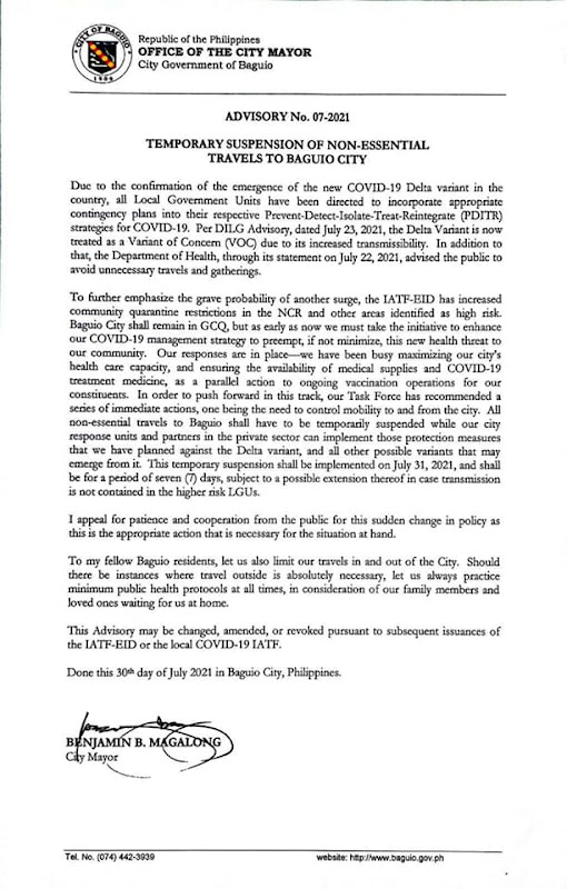 2022 BAGUIO TRAVEL REQUIREMENTS for TOURISTS & VISITORS (March 2022