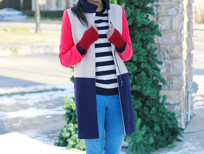 JCrew Factory Colorblock Coat, Red Hunter Boots, Hunter Boots For Snow, Forever Striped Sweater