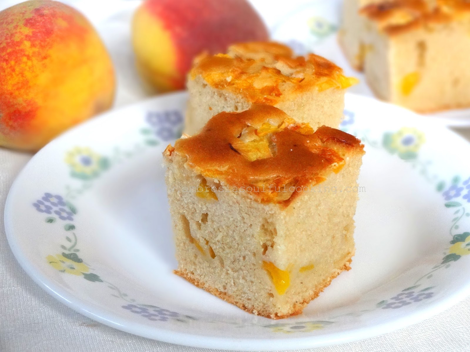 Fresh Peach Snack Cake (Eggless) Ambrosia