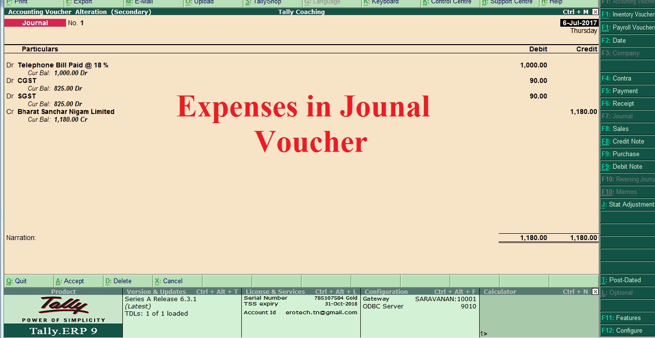 Free Tally TDL Free Tally Education Tally Expenses Entries in