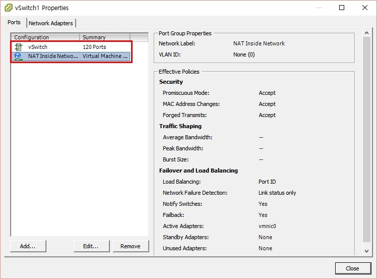 Connect everything vSphere switch Promiscuous mode