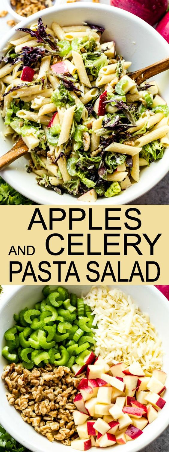 Apples and Celery Pasta Salad with Light Caesar Dressing COOKS DISHES