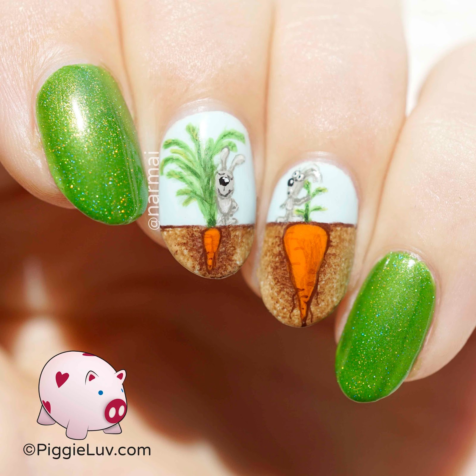 PiggieLuv Carrots under the surface nail art