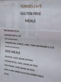 The gluten free menu at Yorkies Cafe in Skegness, Lincolnshire The gluten free menu at Yorkies Cafe in Skegness, Lincolnshire
