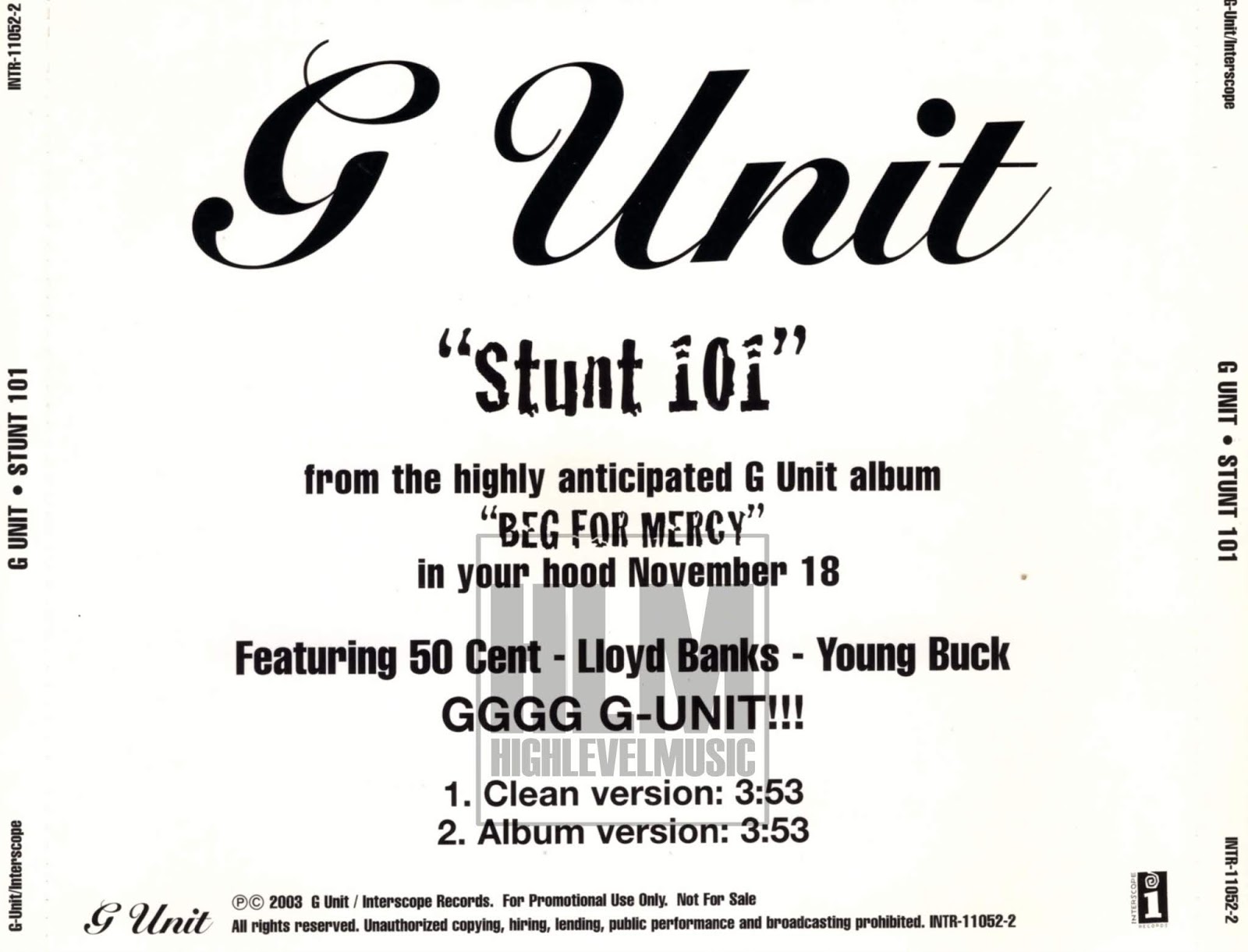 highest level of music: G Unit - Stunt 101-(Promo_CDS)-FLAC-2003-hlm