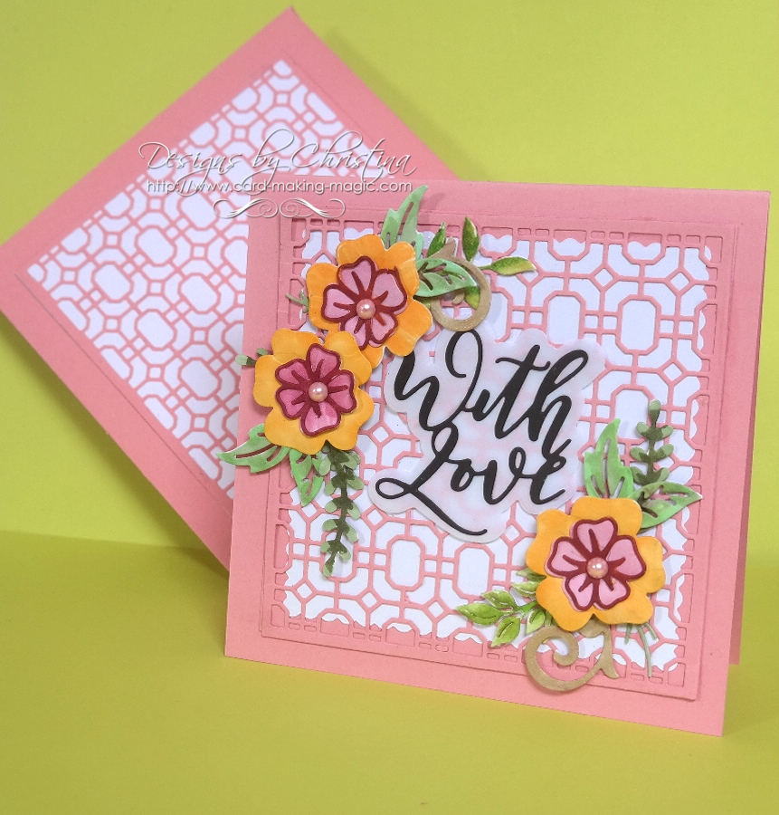 Flowers, Ribbons and Pearls Card Making Magic 6x6 Card and Matching