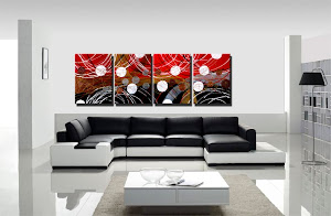 Abstract Painting "Red Black Silver" by Dora Woodrum