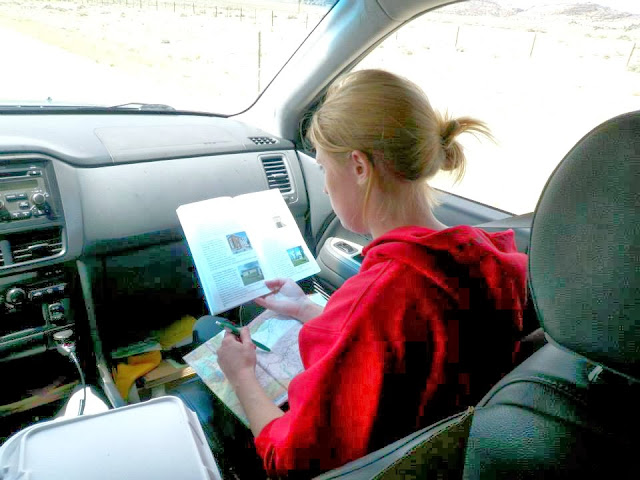claire busy planning the route along the oregon trail