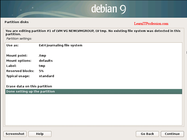 how install debian 9 with lvm