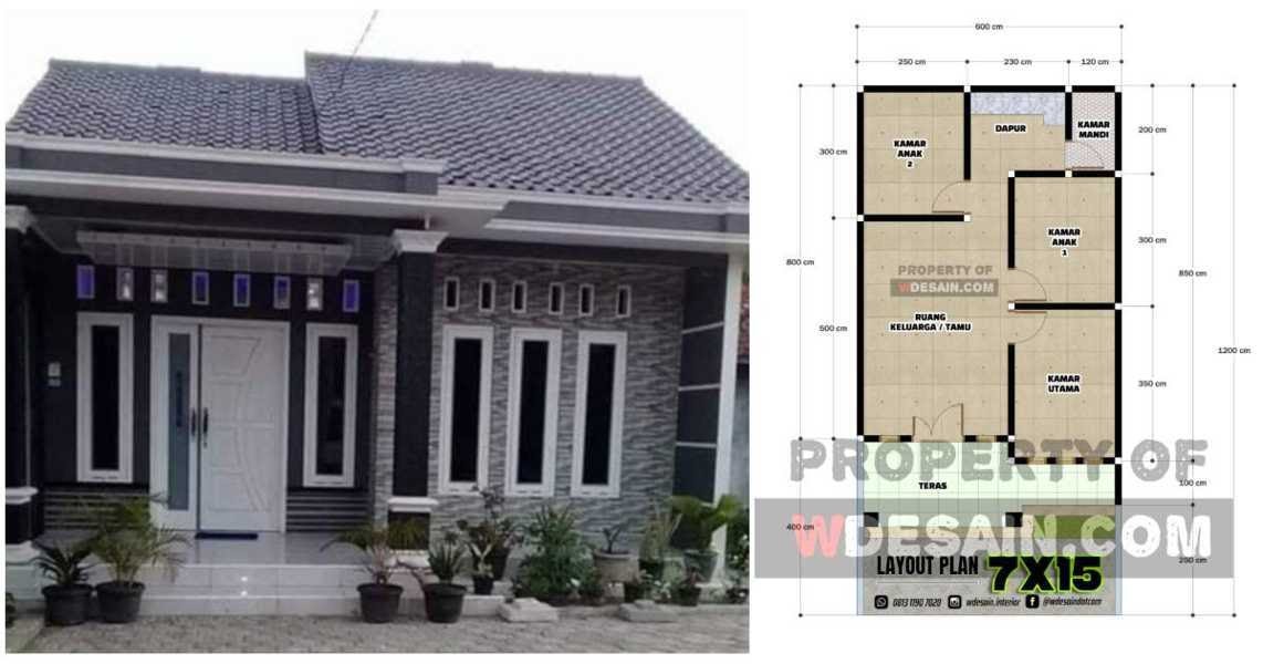 Denah Rumah Sederhana 3 Kamar Tidur 6X12 - DESAIN RUMAH MINIMALIS