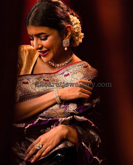 Lakshmi Manchu Simple Polki Choker Bangle Lakshmi Manchu Simple Polki Choker Bangle