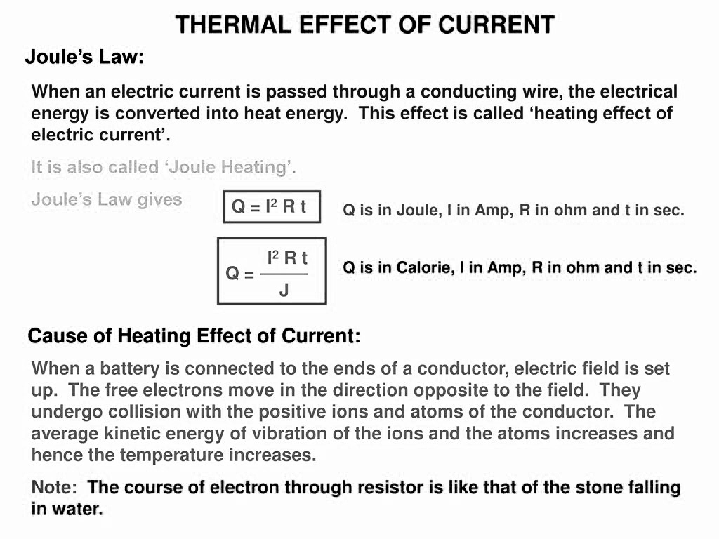 Thermal effect of electric current