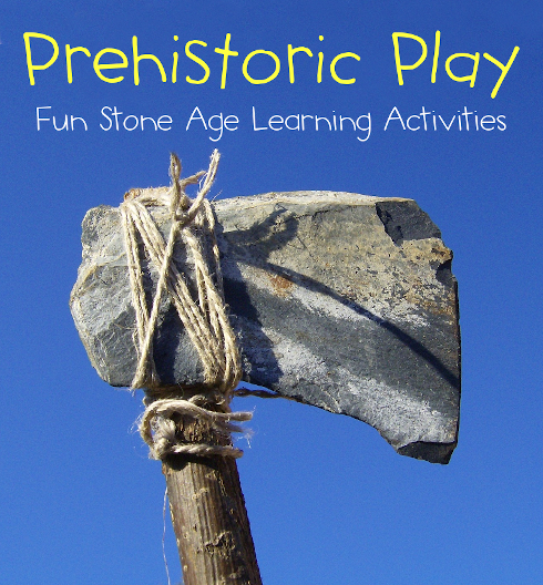 Learn about stone age people through fun imaginative play activities like a hunter gatherer hike, making play bows, arrows, and spears, making rock paintings, and more.  (Homeschooling, History, Ancient Times)