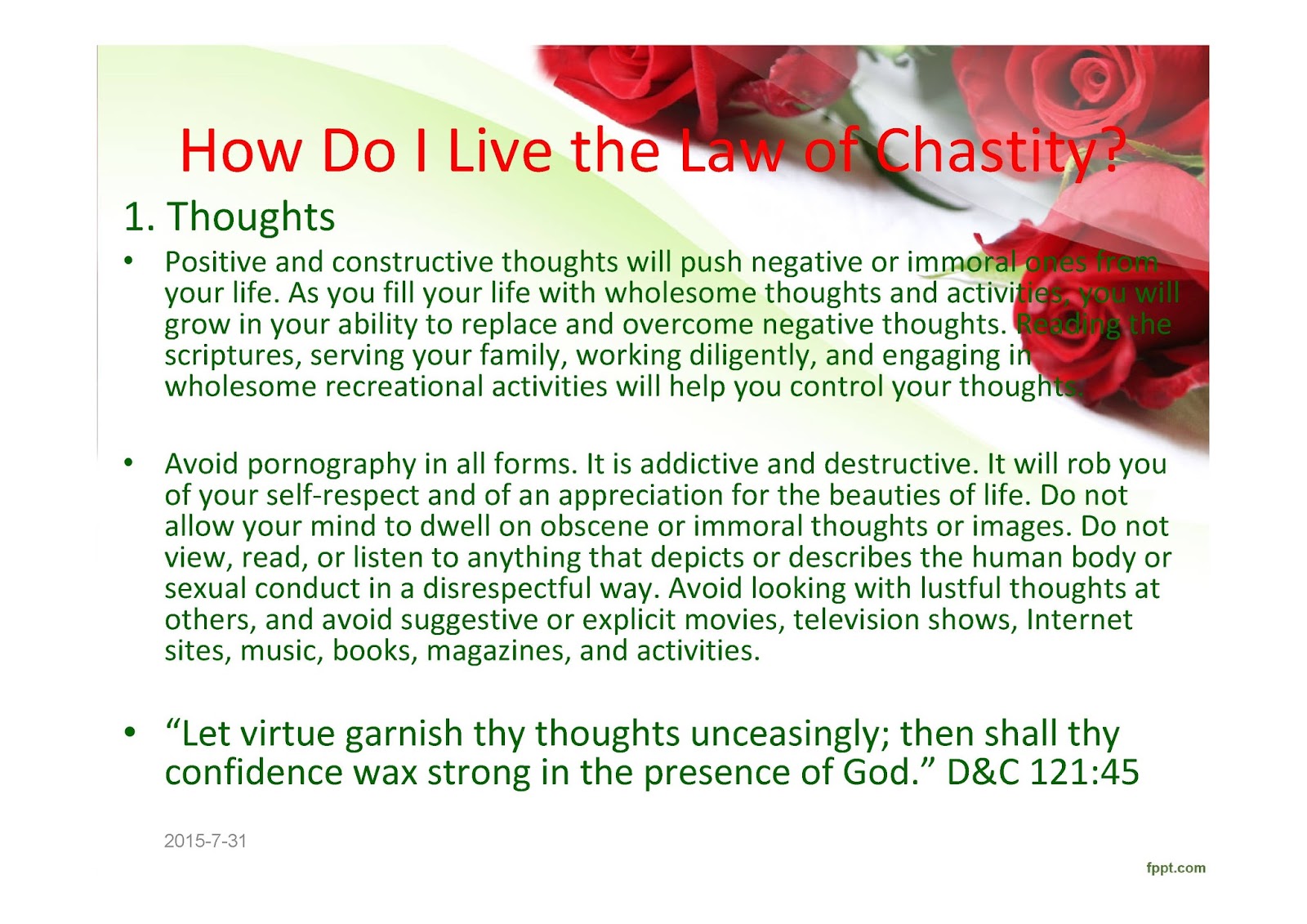 My Two Cents: The Law of Chastity YW lesson
