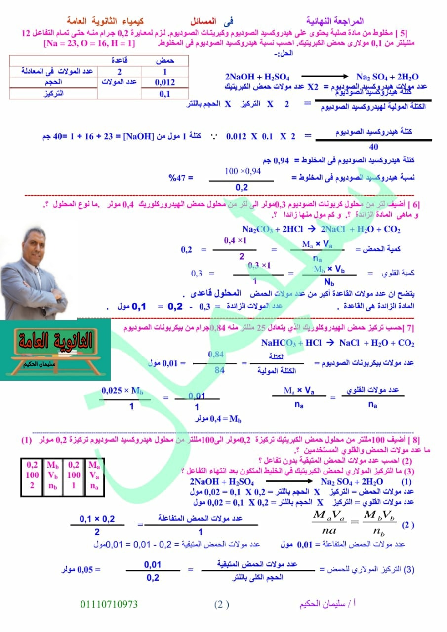 مراجعة قوانين الكيمياء للصف الثالث الثانوى أ/ سليمان الحكيم 2