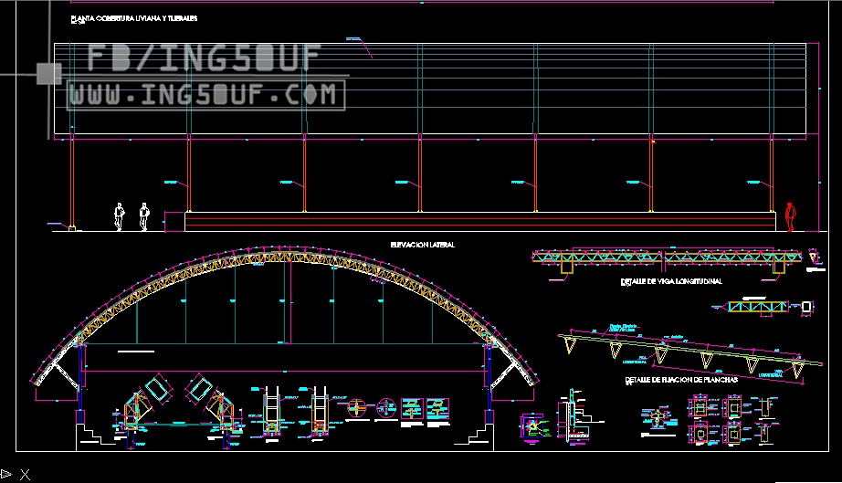 مجموعة مخططات سقيفة معدنية هياكل معدنية اوتوكاد Dwg
