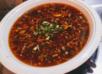 Hot and sour soup serving