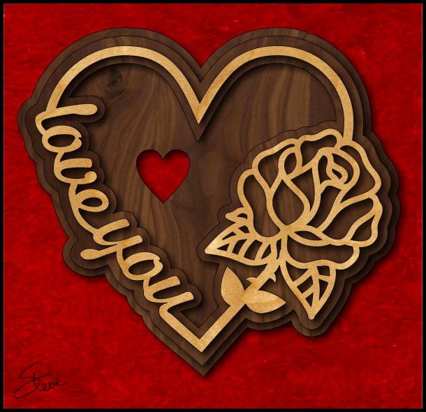 Scrollsaw Love You Rose Heart Scroll Saw Pattern.