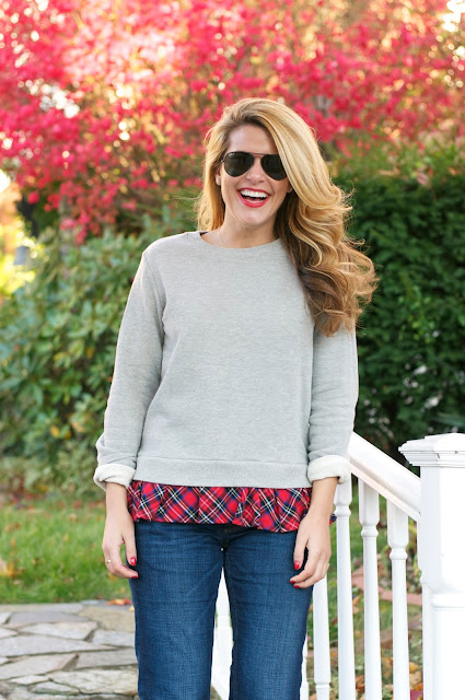 Plaid ruffled sweatshirt 