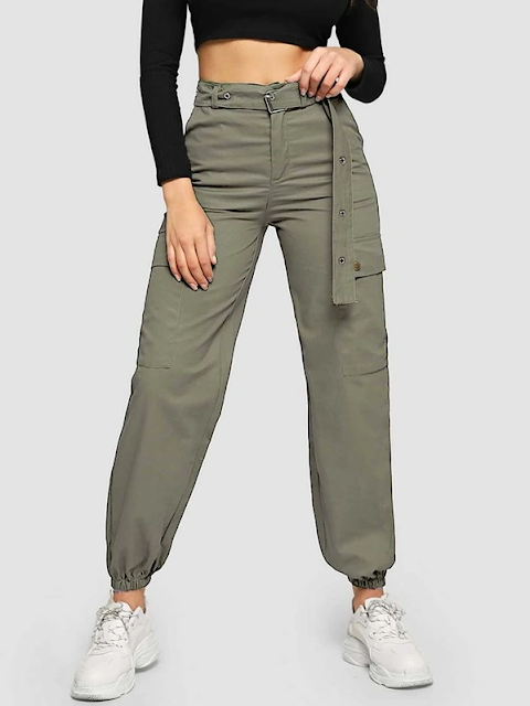 Belted Cargo Ankle-Cut Joggers