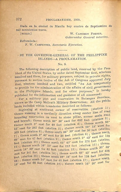 Proclamation 10 series of 1909 in English.