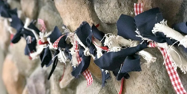 Red, White and Blue Rag Garland