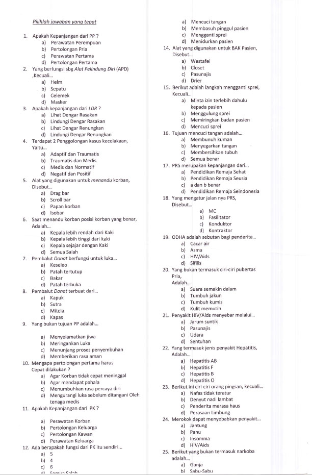 Soal Dan Kunci Jawaban Pmr Wira Guru Galeri