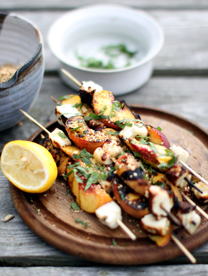 Grilled Halloumi and Peaches with Dukkah - My New Roots