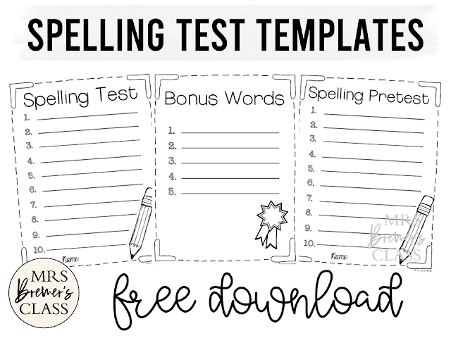 FREE Spelling Test Templates download