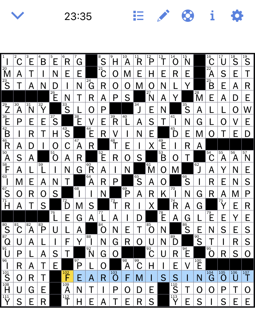 The New York Times Crossword Puzzle Solved Sunday's New York Times