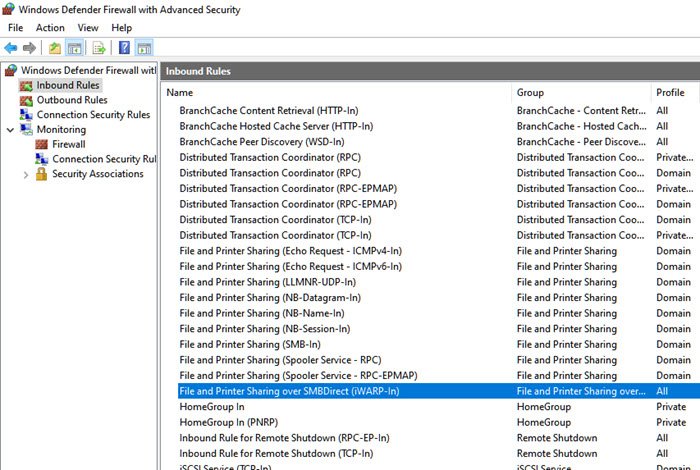 Configuración de Firewall de Windows Grupo de impresoras