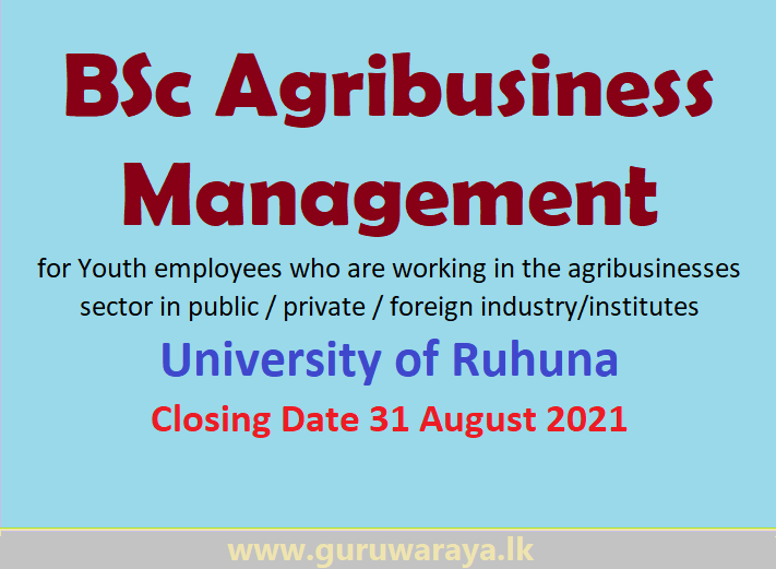 BSc Agribusiness Management - University of Ruhuna