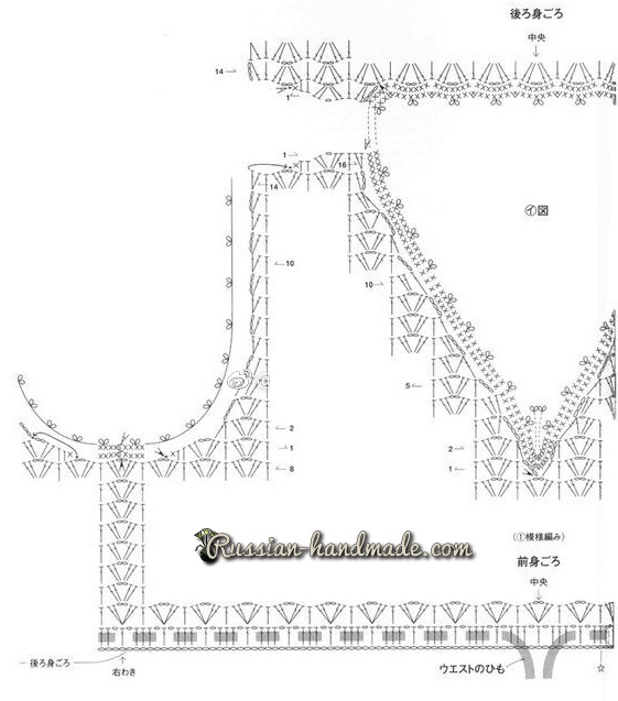 Схема вязания платья крючком ажурным узором (3)