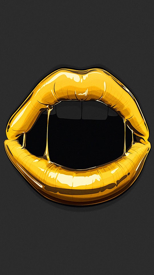 Golden Lips Mouth Open Illustration  Android Best Wallpaper