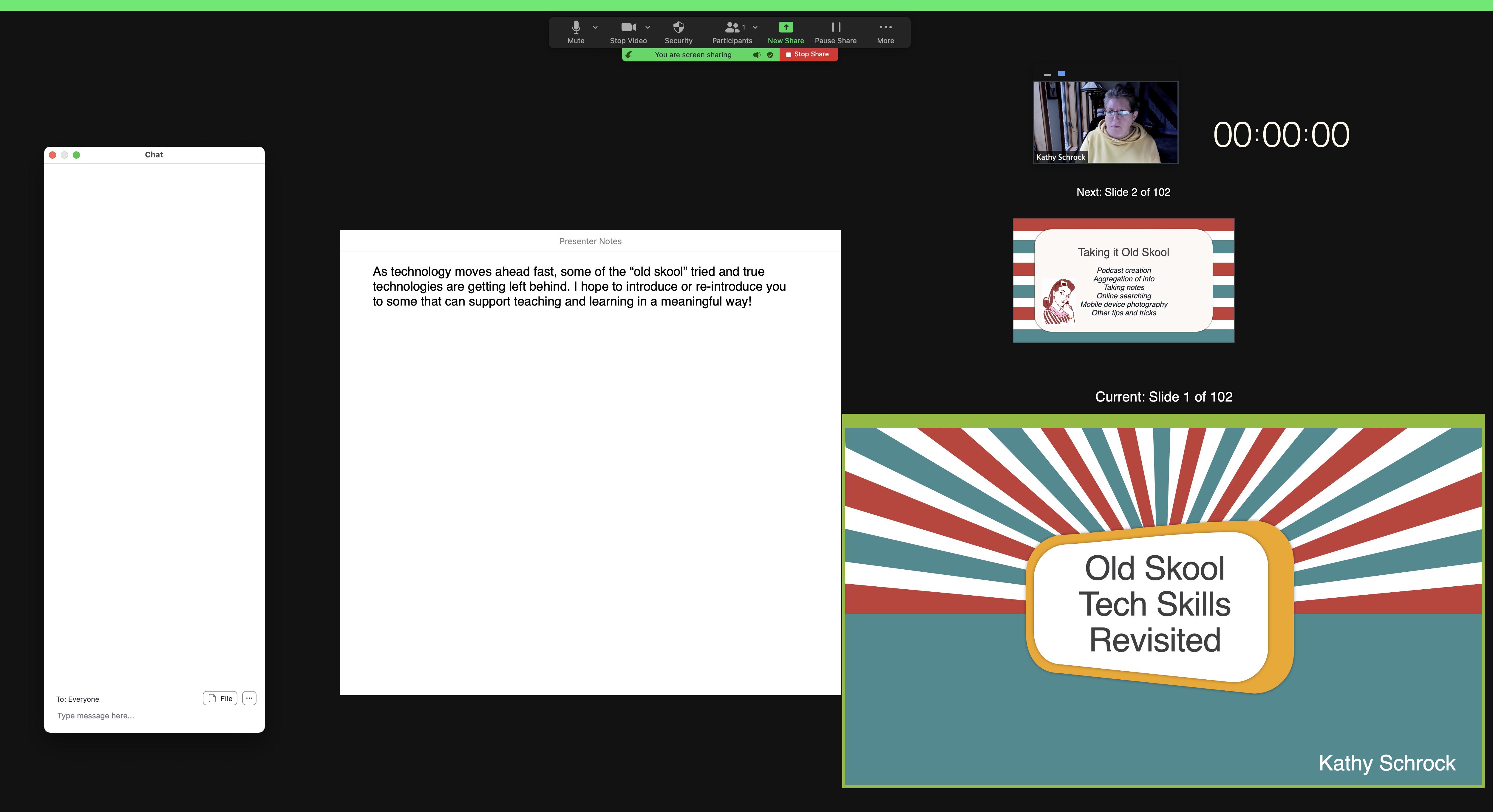 Kathy Schrock's Kaffeeklatsch Presenting with Apple's Keynote in Zoom