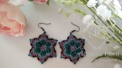 Pendientes en macramé, aros, aretes, Earrings, hoops, earrings in macramé by #AdrianaAbril