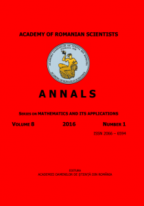 Annals of the Academy of Romanian Scientists: Series on Mathematics and its Applications Annals of the Academy of Romanian Scientists: Series on Mathematics and its Applications